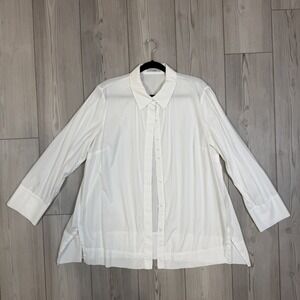 MM Lafleur +1 1X Button Down Blouse Top Cotton White READ